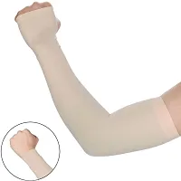 UPAREL Ladies/Gents Cotton  Spandex UV Protection Cooling Arm Sleeves for Men  Women. Perfect for Cycling, Driving, Running, Basketball  Outdoor Activities (Free Size, 2 Pairs) (Beige)-thumb3