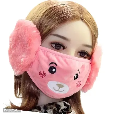 Girl's and Boy's Warm Winter Face Mask with Plush Ear Muffs Covers -1 Piece-thumb0