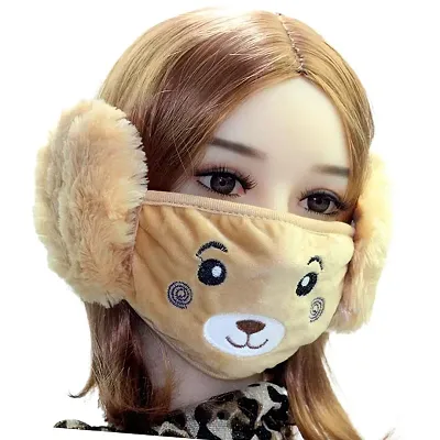 Girl's and Boy's Warm Winter Face Mask with Plush Ear Muffs Covers -1 Piece
