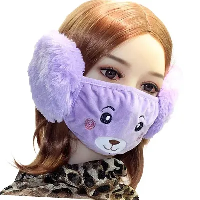Girl's and Boy's Warm Winter Face Mask with Plush Ear Muffs Covers -1 Piece