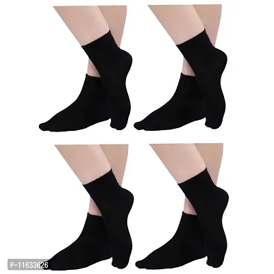 UPAREL Women Ankle Length Black Cotton Thumb Socks - Pack of 4 Pairs-thumb0