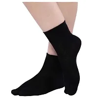 UPAREL Women Ankle Length Black Cotton Thumb Socks - Pack of 4 Pairs-thumb2