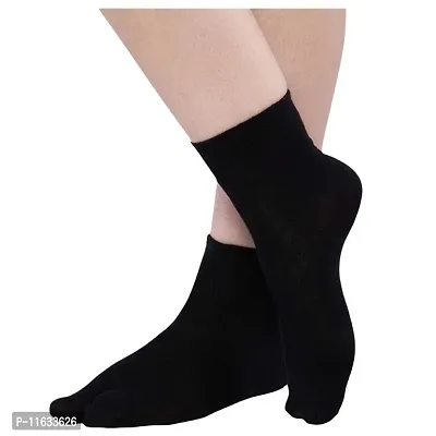 UPAREL Women Ankle Length Black Cotton Thumb Socks - Pack of 4 Pairs-thumb3