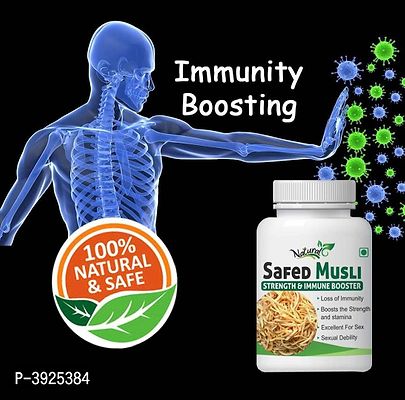 Natural Safed Musli Herbal Capsules For Vigor & Vitality 100% Ayurvedic-thumb0