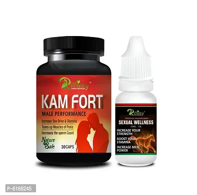 Kamfort Herbal Capsules and Sexual Wellness Oil For Male Enhancement capsule for Increase Drive, Stamina (30 Capsules + 15 ML)-thumb2