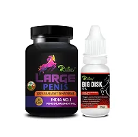 Large Penis Herbal Capsules and Big Disk Oil For Endurance and Performance, Male Booster Medicine, Stamina Booster Lubricants (30 Capsules + 15 ML)-thumb1