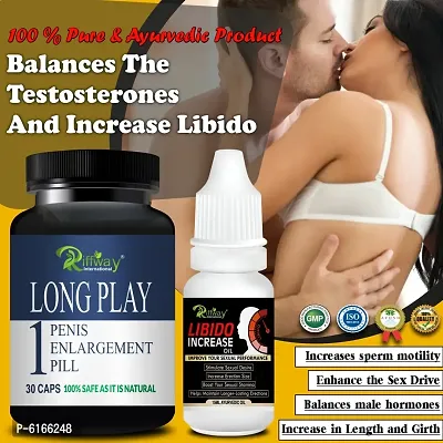 Long Play Herbal Capsules and Libido Increase Oil For Promotes Long Intimacy Timing|Enhances Organ Size (30 Capsules + 15 ML)