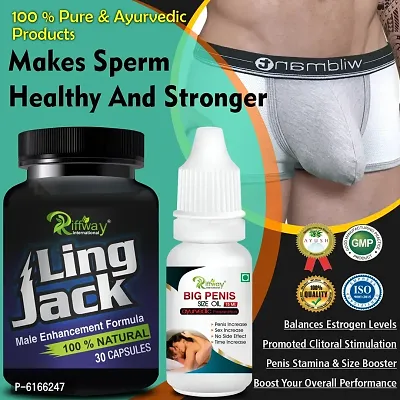 Ling Jack Herbal Capsules and Big Penis Size Oil For Gives Stamina,Vigour,Strength|Enhances S-E-X Power and Performance (30 Capsules + 15 ML)