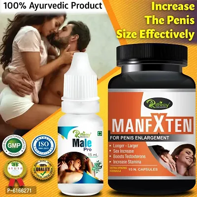 Man FX Ten Herbal Capsules and Male Pro Oil For Bigger Strong Man Enlarger Max Size Capsules Gold Large Extra (30 Capsules + 15 ML)-thumb0