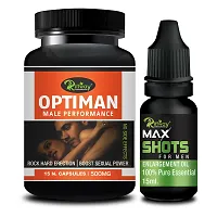 Optiman Herbal Capsules and Max Shots For Enhance Male Libido and Duration, Premature Ejaculation and Se-xual Weakness (15 Capsules + 15 ML)-thumb1