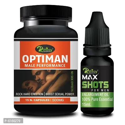 Optiman Herbal Capsules and Max Shots For Enhance Male Libido and Duration, Premature Ejaculation and Se-xual Weakness (15 Capsules + 15 ML)-thumb2