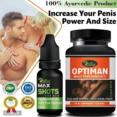 Optiman Herbal Capsules and Max Shots For Enhance Male Libido and Duration, Premature Ejaculation and Se-xual Weakness (15 Capsules + 15 ML)