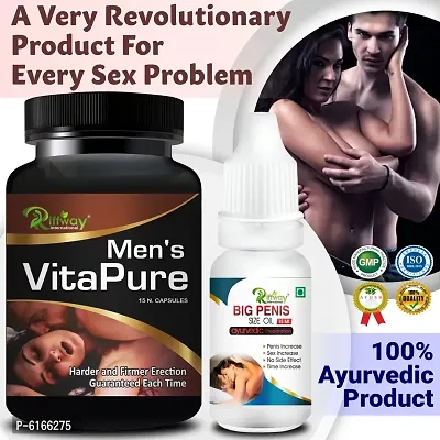 Mens Vita Pure Herbal Capsules and Big Penis Size Oil For long time sex power Medicines Capsules For Men (15 Capsules + 15 ML)