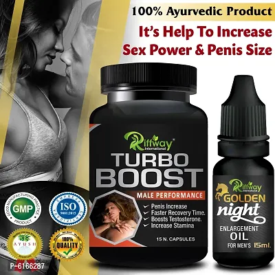 Turbo Boost Herbal Capsules Golden Night Oil For Extra power growth ling long Capsules for Men (15 Capsules + 15 ML)