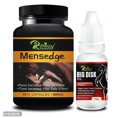 Men Sedge Herbal Capsules and Big Disk Oil For Increasing Your Penis Size and Increase Long Time Stamina (15 Capsules + 15 ML)-thumb2