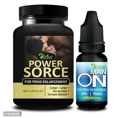 Power Source Herbal Capsules and Man On Oil For Male Enhancement capsule for Increase Drive, Stamina (15 Capsules + 15 ML)-thumb2