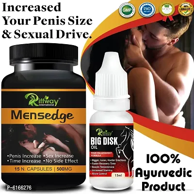 Men Sedge Herbal Capsules and Big Disk Oil For Increasing Your Penis Size and Increase Long Time Stamina (15 Capsules + 15 ML)