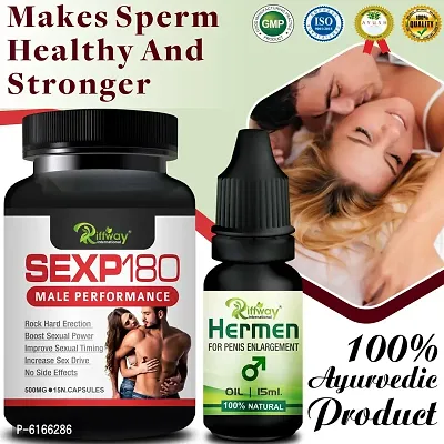 Sex P 180 Herbal Capsules and Her Man Oil For fast result Extra sex power growth sanda Capsules dick LING GROWTH Capsules (15 Capsules + 15 ML)