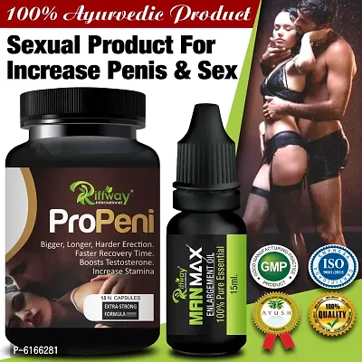 Pro Peni Herbal Capsules and Man Max Oil For Endurance and Performance, Male Booster Medicine, Stamina Booster Lubricants (15 Capsules + 15 ML)