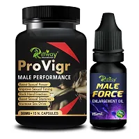 Pro Viger Herbal Capsules and Male Force Oil For Gives Stamina,Vigour,Strength|Enhances S-E-X Power and Performance (15 Capsules + 15 ML)-thumb1