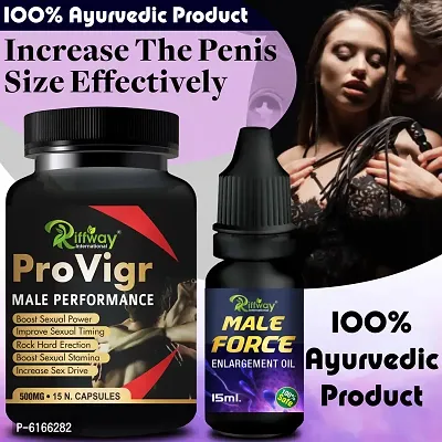 Pro Viger Herbal Capsules and Male Force Oil For Gives Stamina,Vigour,Strength|Enhances S-E-X Power and Performance (15 Capsules + 15 ML)