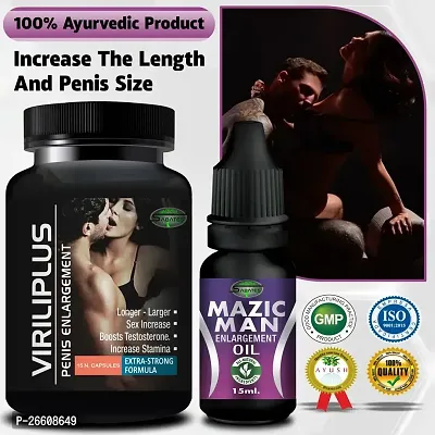 Viriliplus And Mazic Man Capsule With Sex Power Oil For Ling Booster Longer Bigger Size Powerfull Men Formula More Stamina-thumb0