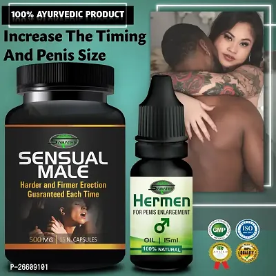 Sensual Male And Hermen Capsule With Sex Power Oil For Ling Booster Provides Sex Satisfaction Powerfull Men Formula More Stamina-thumb0