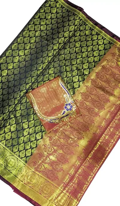 Elegant Silk Cotton Saree without Blouse piece 