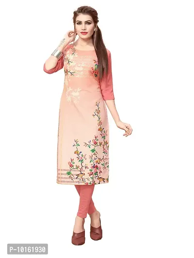 Dsk Studio Womans Crepe 3/4 Sleeve Straight Cut Kurti_com95-98_pink and Yellow-thumb2