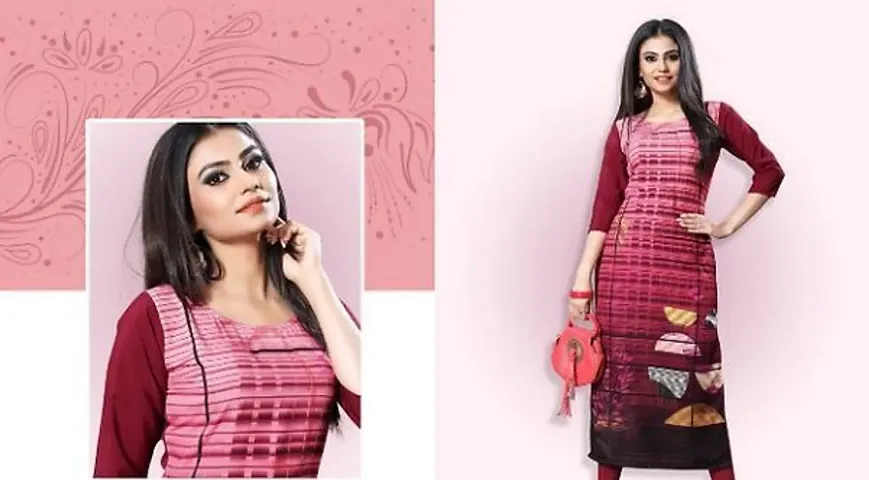 Stylish Printed Crepe Straight Kurti