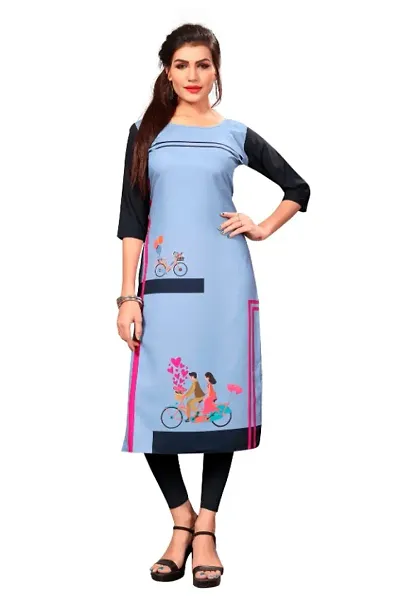 Stylish Printed Crepe Straight Kurti