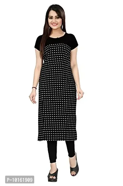 Dsk Studio Woman's Crepe Half Sleeve Straight Cut Kurti_dsk075_Black-thumb0