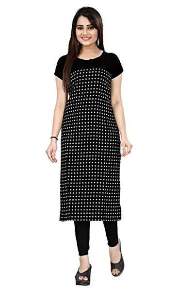 Dsk Studio Woman's Crepe Half Sleeve Straight Cut Kurti_dsk075_Black