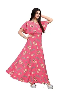 Dsk Studio Pink Crepe Floral Printed  Cape Ruffle Sleeves Anarkali Gown-thumb2