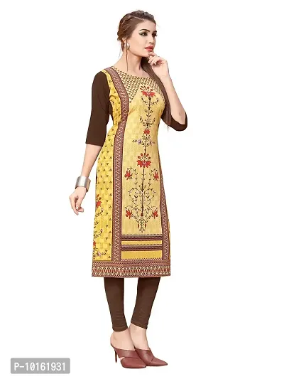 Dsk Studio Woman's Crepe 3/4 Sleeve Straight Cut Kurti_dsk088_Yellow-thumb2