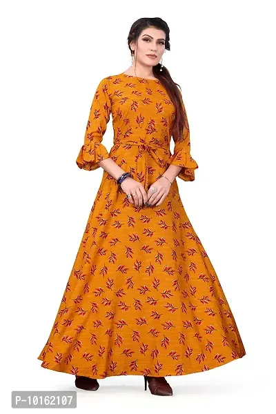 Dsk Studio Women's Anarkali Crepe Maxi Gown_191-S_Orange
