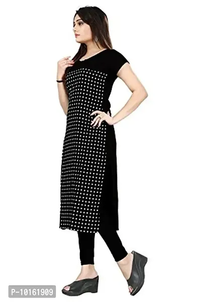 Dsk Studio Woman's Crepe Half Sleeve Straight Cut Kurti_dsk075_Black-thumb2