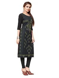 Dsk Studio Woman's Crepe 3/4 Sleeve Straight Cut Kurti_dsk101_Black-thumb1