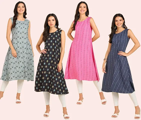 Fancy American Crepe Kurtis - Pack Of 4