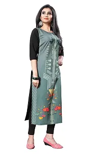 Dsk Studio Woman's Crepe 3/4 Sleeve Straight Cut Kurti_dsk119_green-thumb1