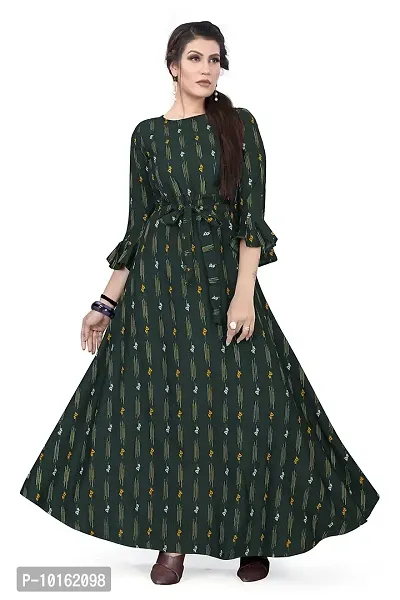 Dsk Studio Women's Anarkali Crepe Maxi Gown_Gw-192_Green