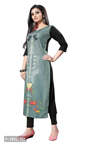 Dsk Studio Woman's Crepe 3/4 Sleeve Straight Cut Kurti_dsk119_green-thumb3