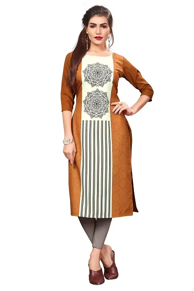 New Ethnic 4 You Women's Crepe Straight Kurta (etc173_XL_Brown_40)