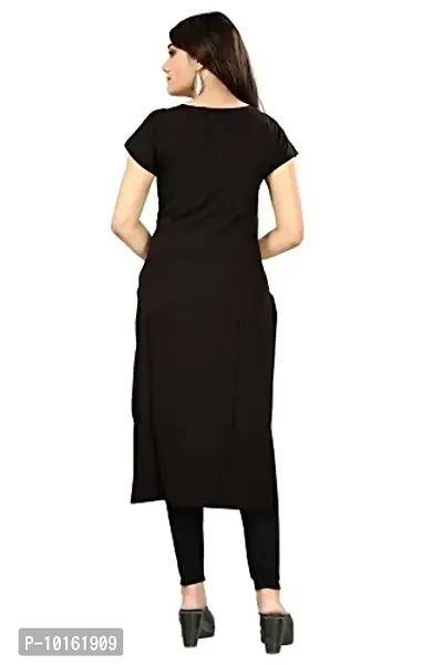 Dsk Studio Woman's Crepe Half Sleeve Straight Cut Kurti_dsk075_Black-thumb3