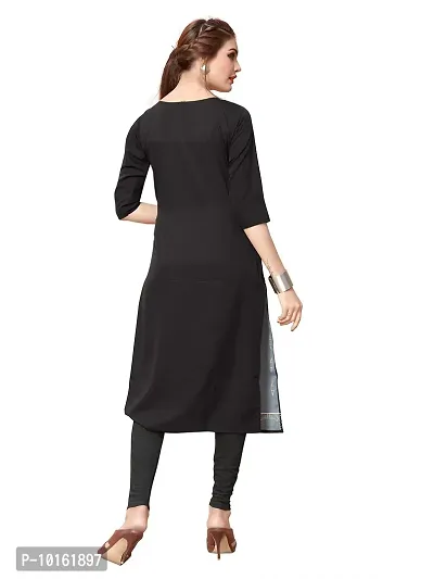 Dsk Studio Woman's Crepe 3/4 Sleeve Straight Cut Kurti_dsk101_Black-thumb3