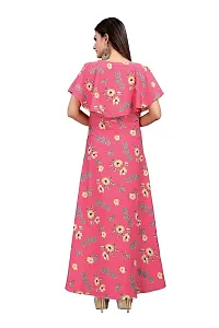 Dsk Studio Pink Crepe Floral Printed  Cape Ruffle Sleeves Anarkali Gown-thumb1