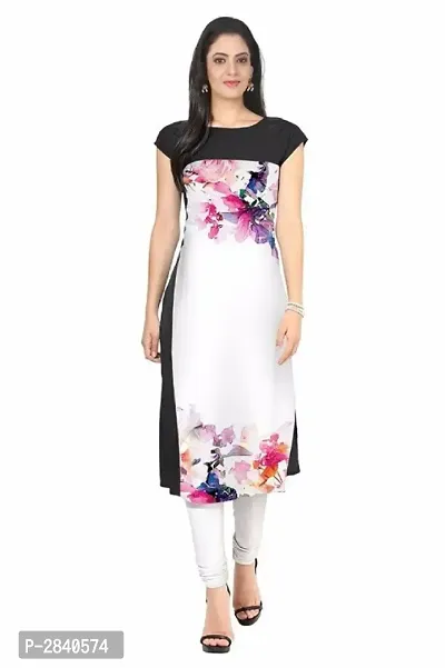 Stylish Multicolored Printed Straight Crepe Kurta-thumb0