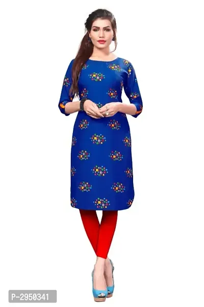 Stylish Multicolored Full Stitch Pathani Style Crepe Kurti-thumb0