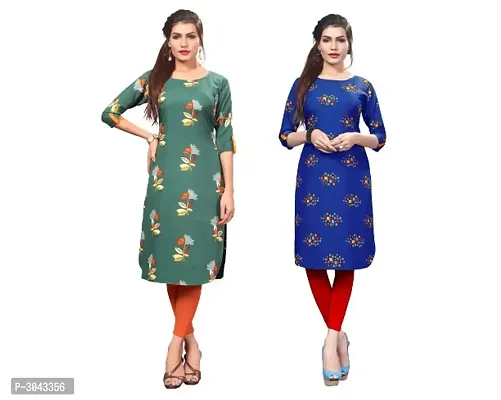 Beautiful Printed American Crepe Kurta Combo For Women Pack Of 2-thumb0