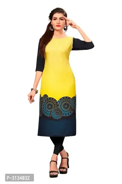 Women's Multicolor Printed Full-Stitched American Crepe Straight Kurti-thumb0